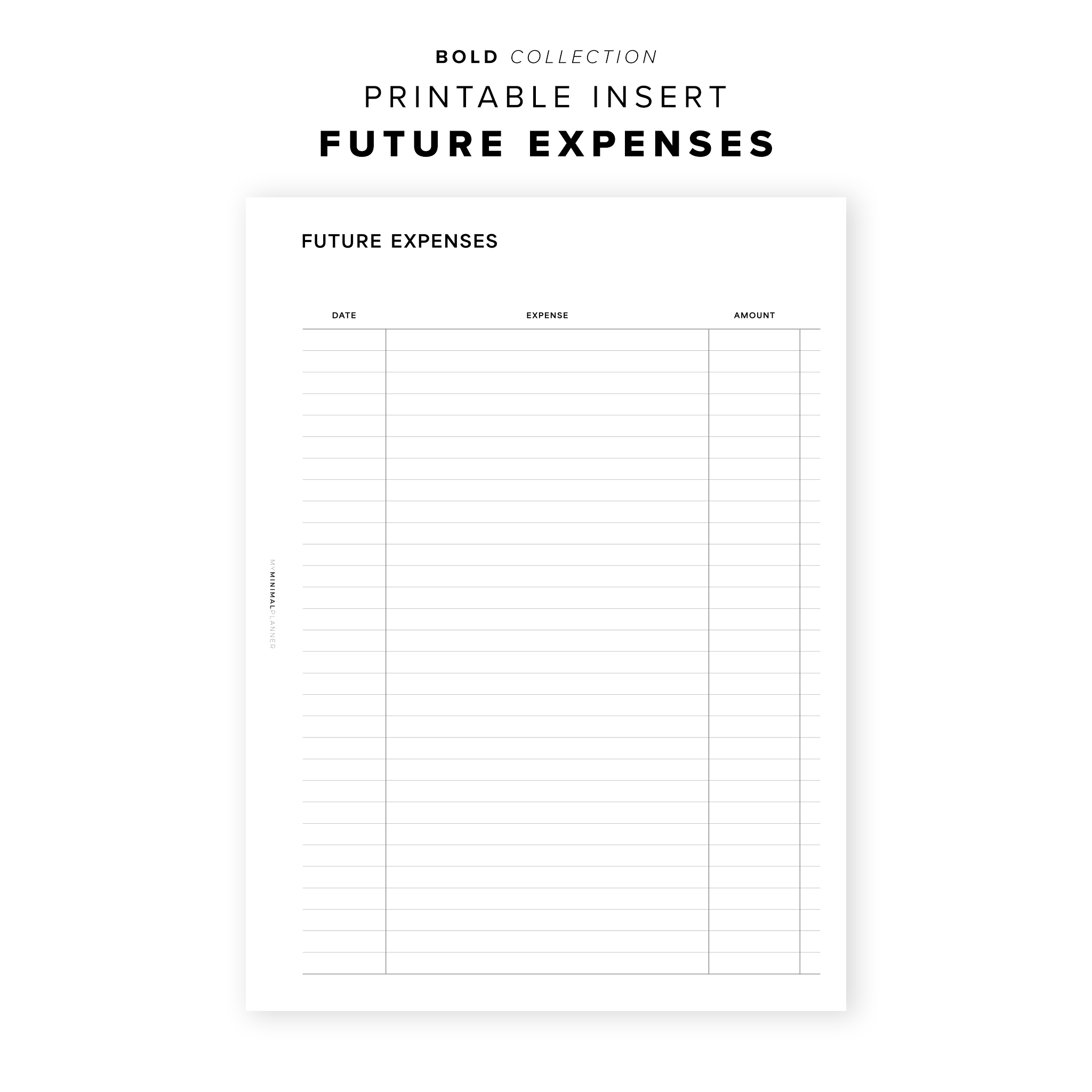 PR292 - Future Expenses - Printable Insert