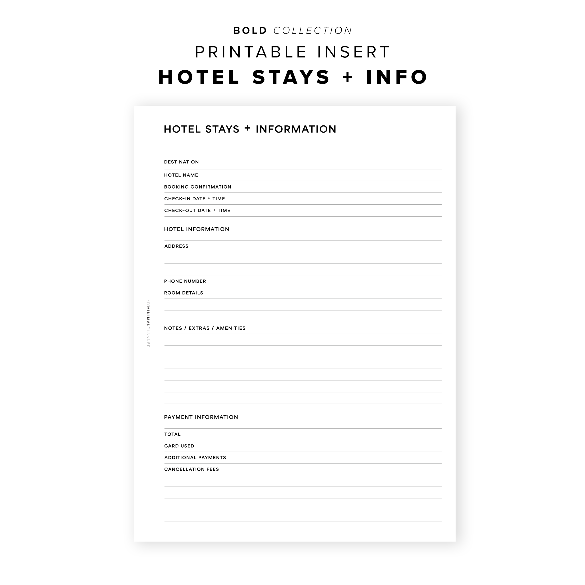 PR271 - Hotel Stays + Information - Printable Insert