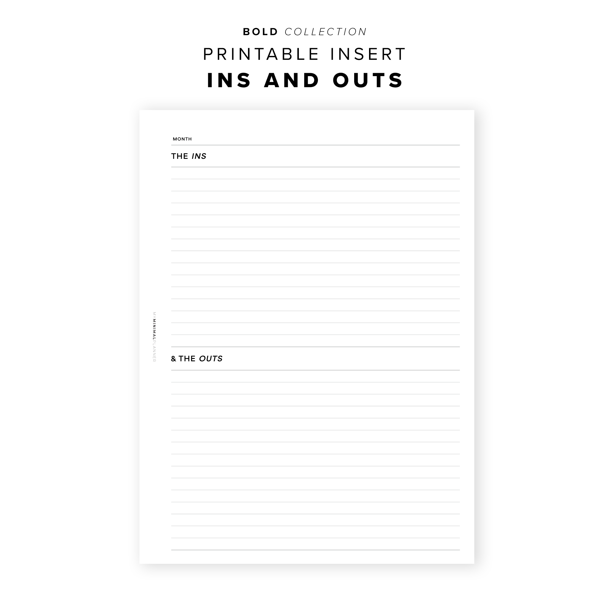 PR250 - Ins and Outs - Printable Insert