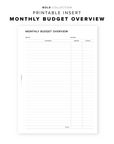 PR228 - Monthly Budget Overview - Printable Insert