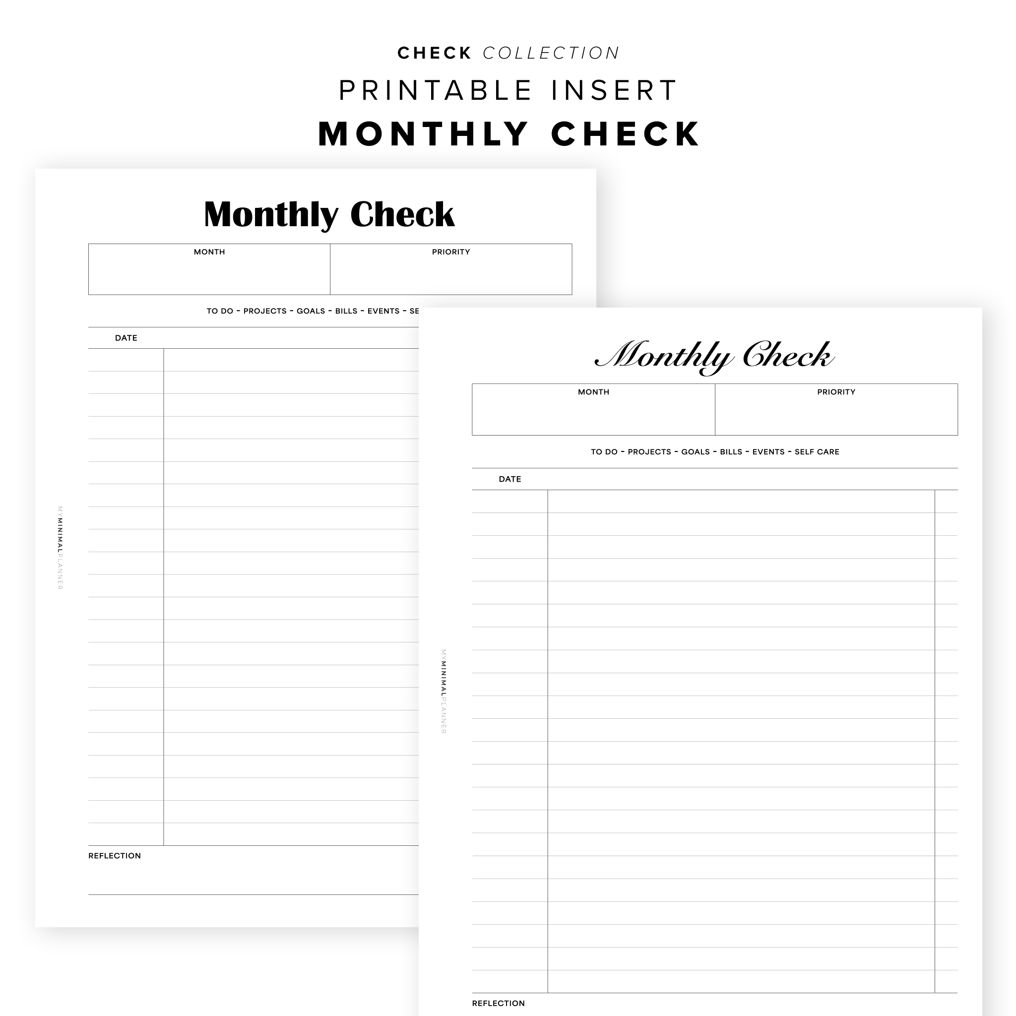 PR354 - Monthly Check - Printable Insert – My Minimal Planner