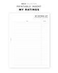 PR188 - My Ratings - Printable Insert