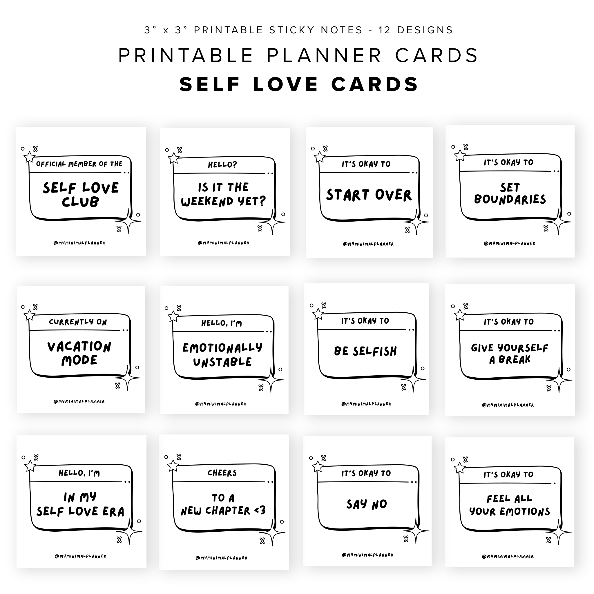 PPC29 - Self Love Cards - Printable Planner Cards