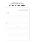 PR190 - To Be Read / TBR List - Printable Insert