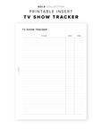 PR312 - TV Show Tracker - Printable Insert