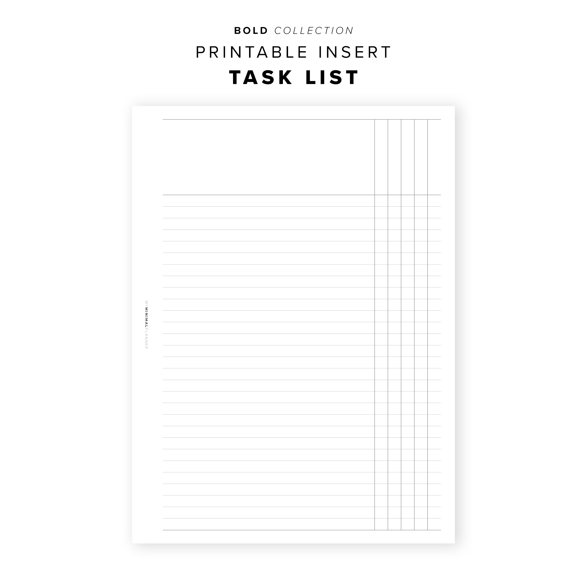 PR332 - Task List - Printable Insert – My Minimal Planner