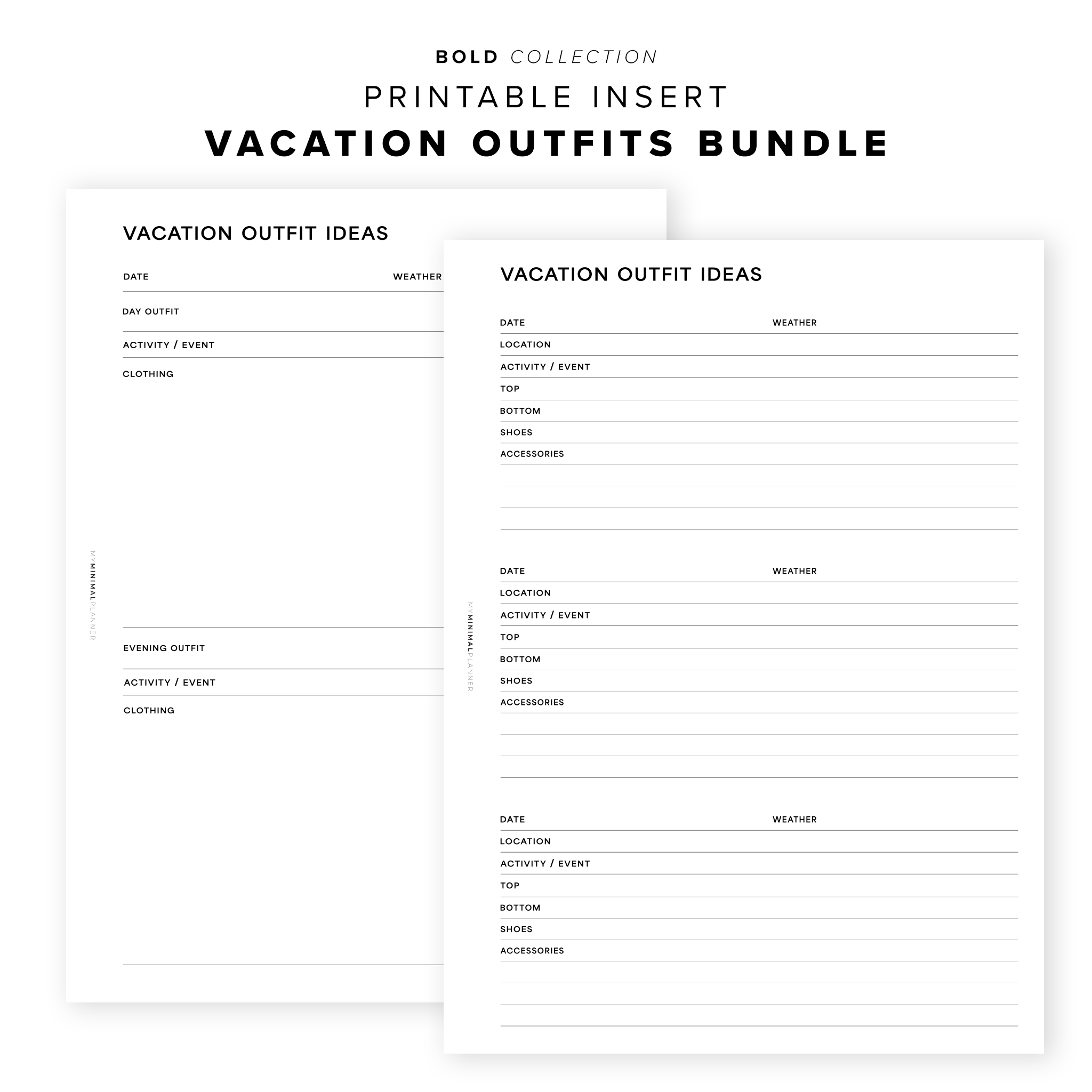 PR262 - Vacation Outfits Bundle - Printable Insert