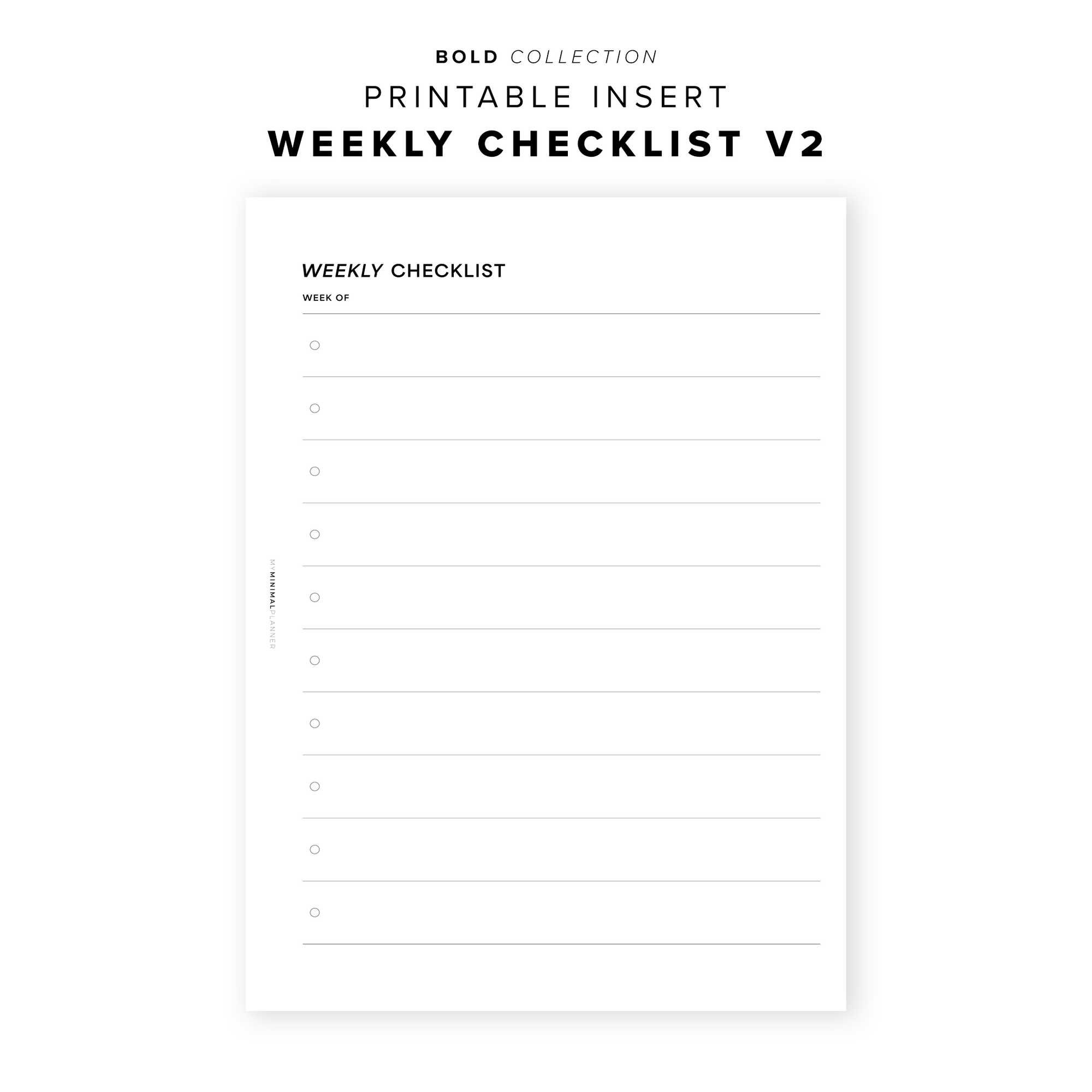 PR327 - Weekly Checklist V2 - Printable Insert