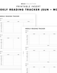 PR313 - Weekly Reading Tracker - Printable Insert