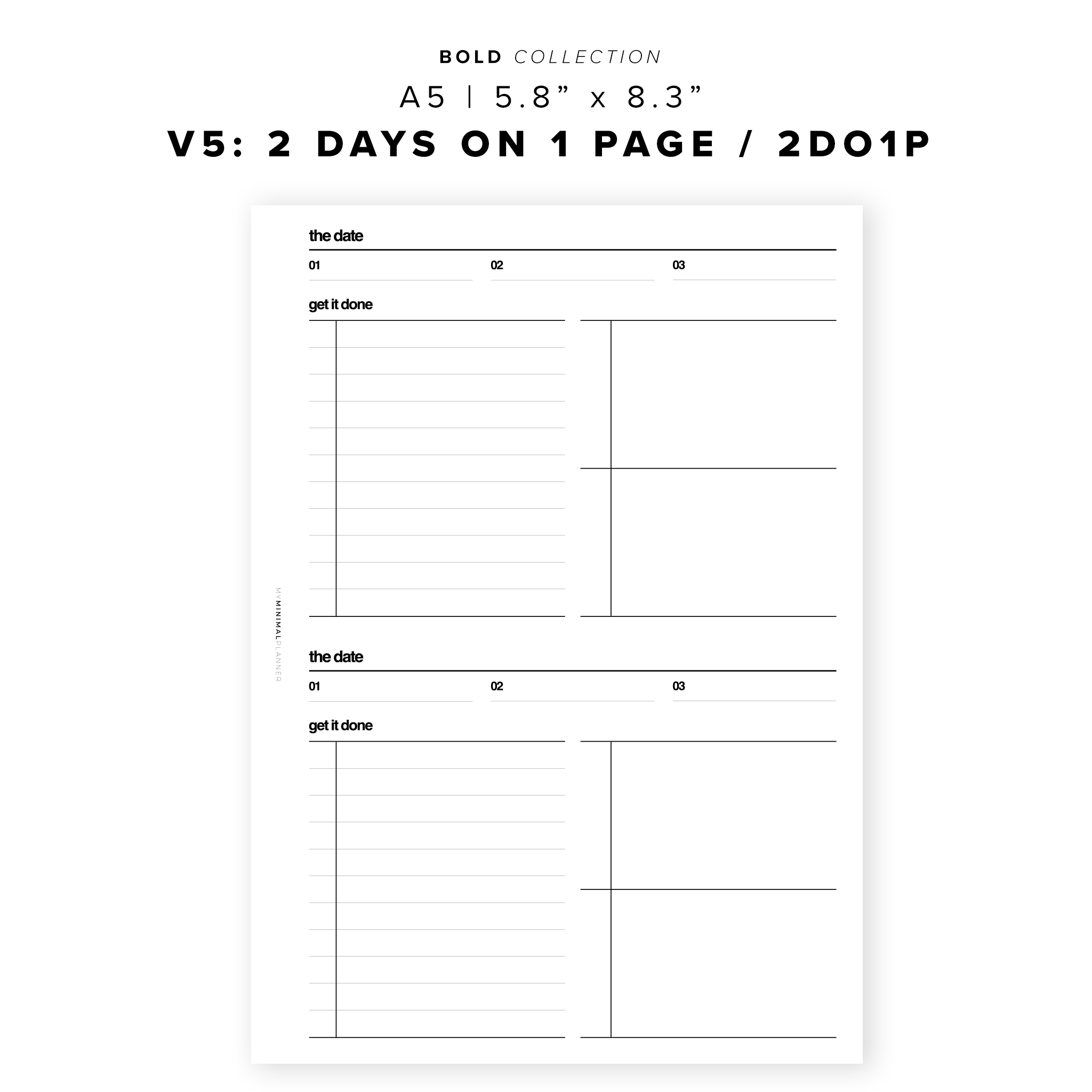 PR133 - V5: 2 Days on 1 Page / 2DO1P - Printable Insert
