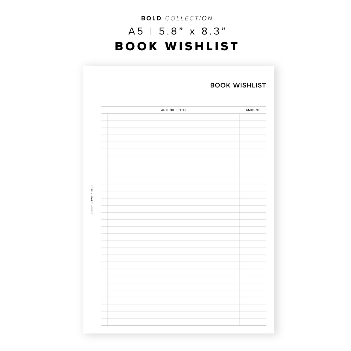 wishlist A4サイズ 本 Book Wishlist - Neat and Tidy Design