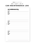 PR150 - Car Maintenance Log - Printable Insert