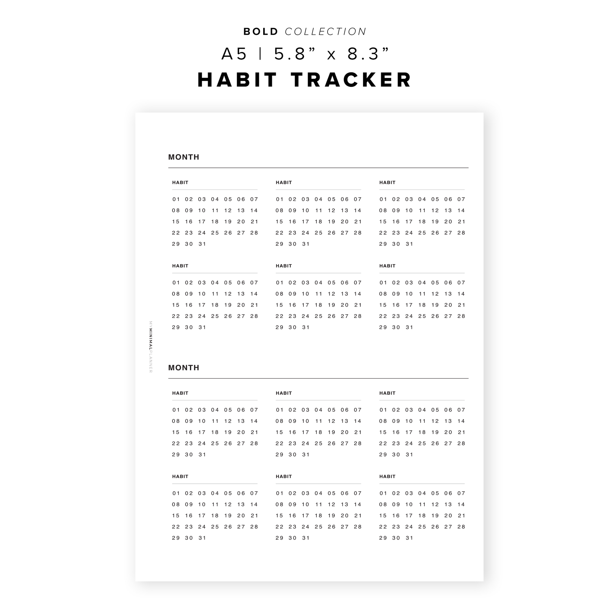 PR89 - Habit Tracker - Printable Insert