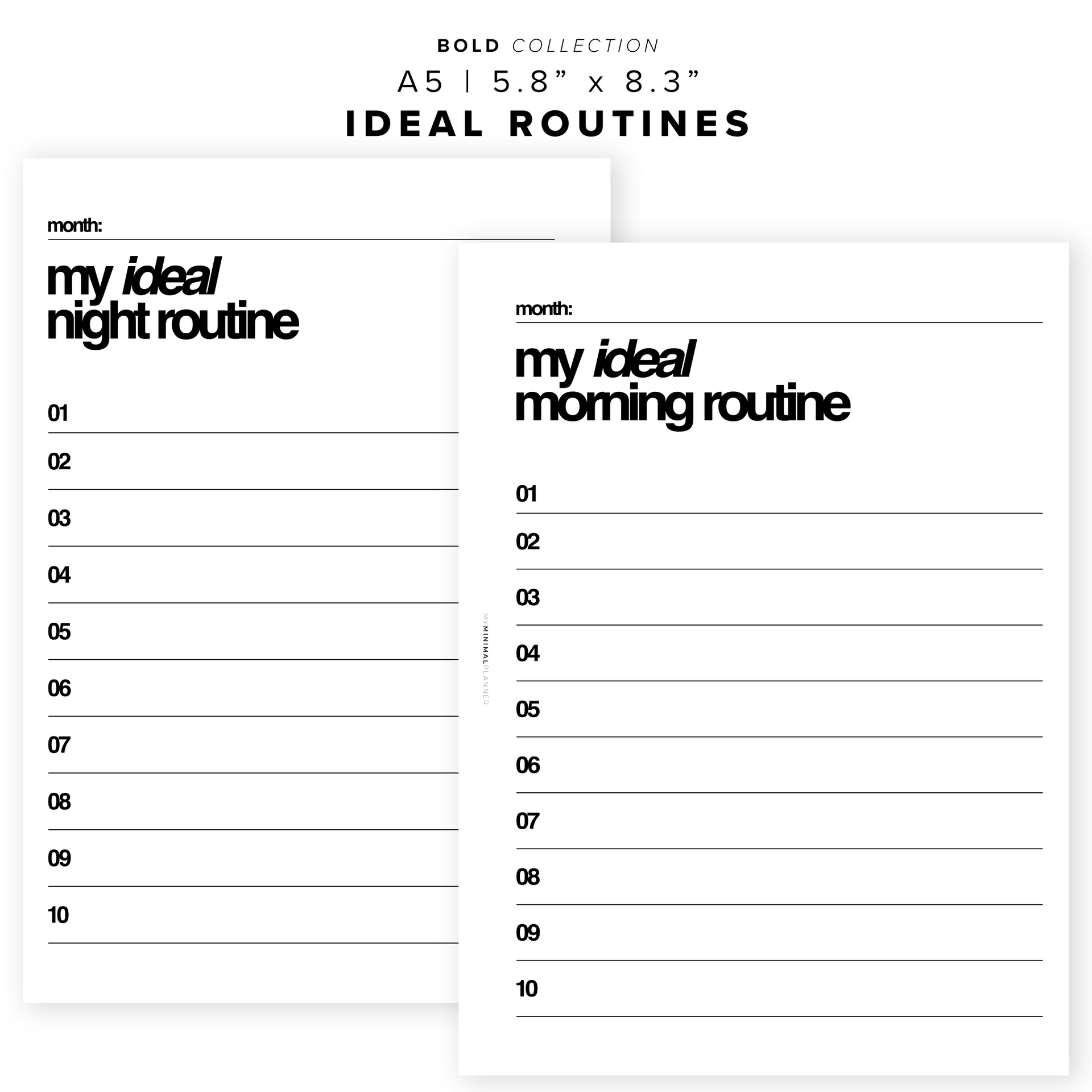 PR157 - Ideal Routines - Printable Insert – My Minimal Planner