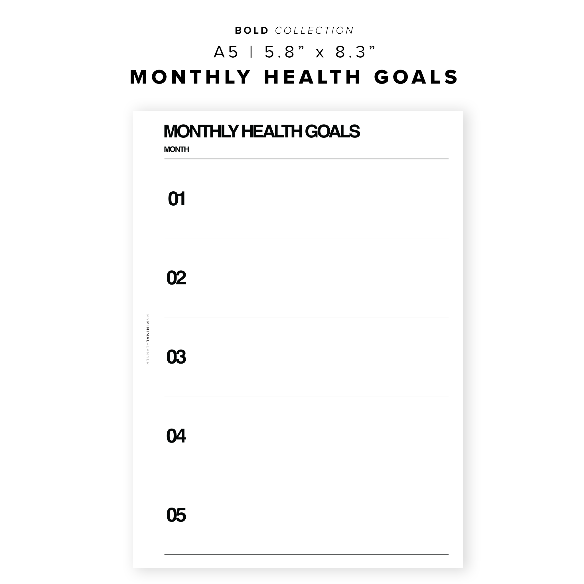 PR132 - Monthly Health Goals - Printable Insert