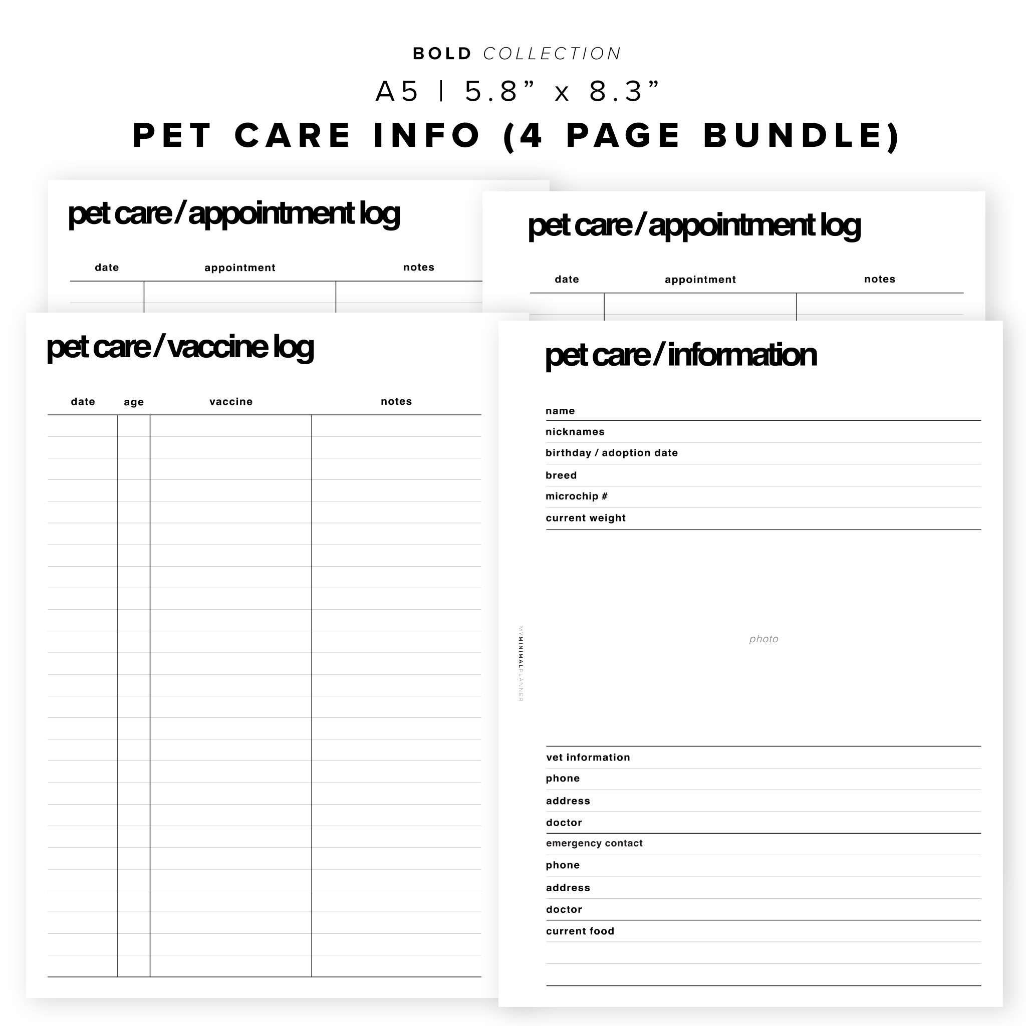 PR178 - Pet Care Information - Printable Insert