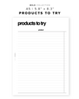 PR148 - Products To Try - Printable Insert