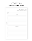 PR190 - To Be Read / TBR List - Printable Insert