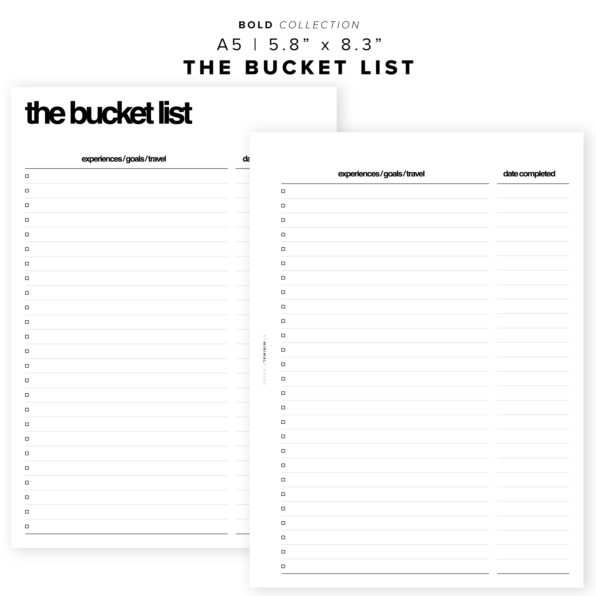 PR153 - The Bucket List - Printable Insert
