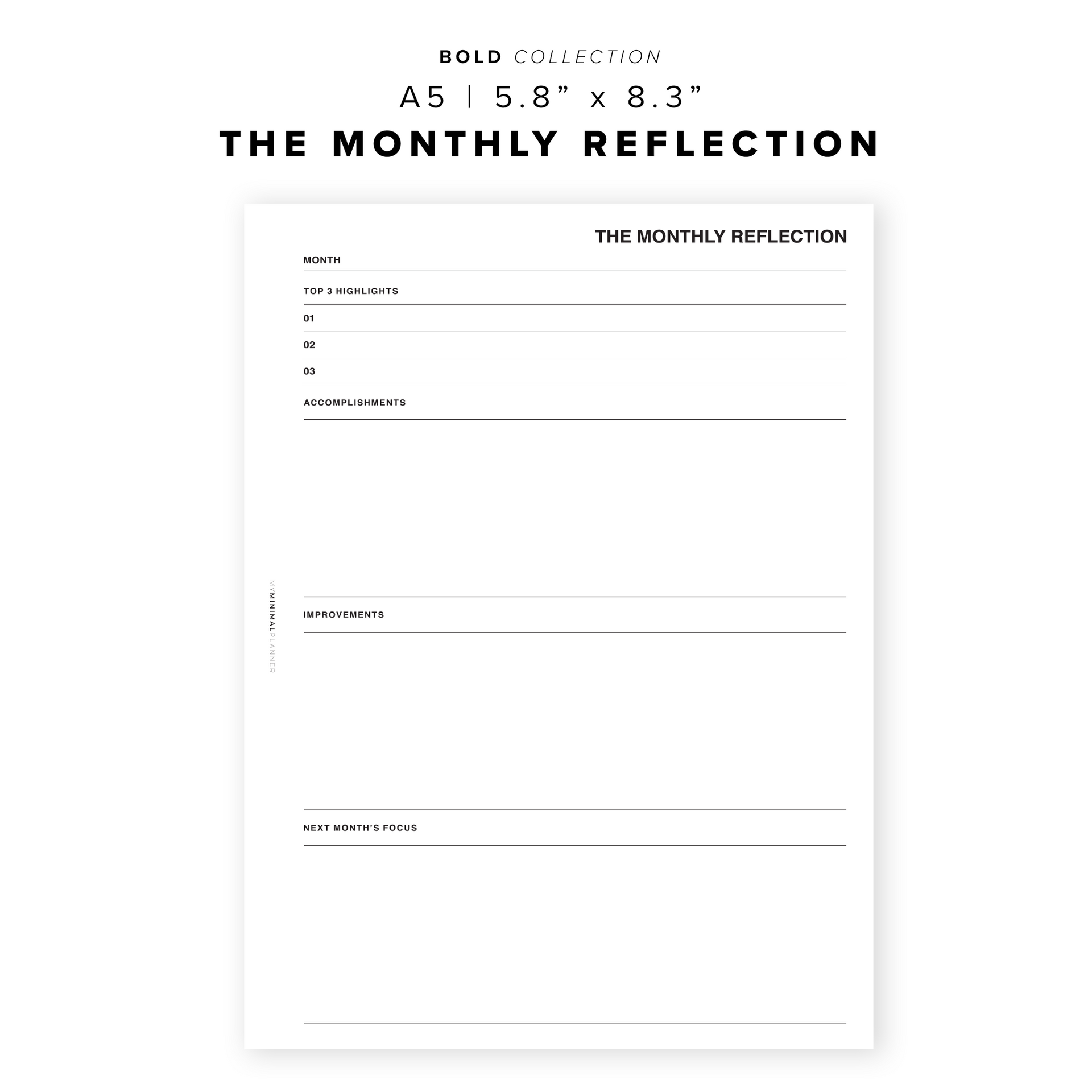 PR82 - The Monthly Reflection - Printable Insert – My Minimal Planner
