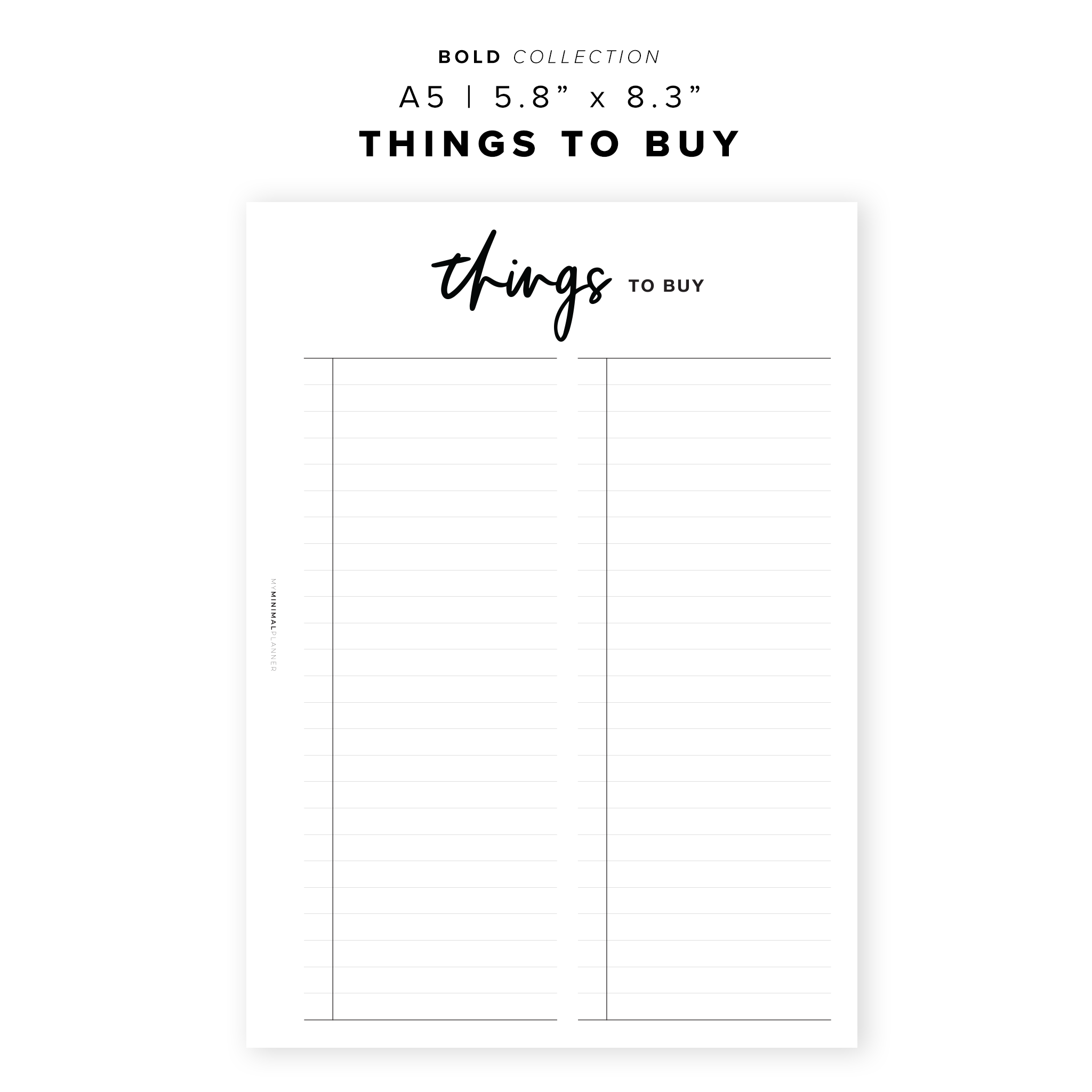 PR55 - Things To Buy - Printable Insert