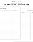 PR49 - To Save For / To Pay For Overview - Printable Insert