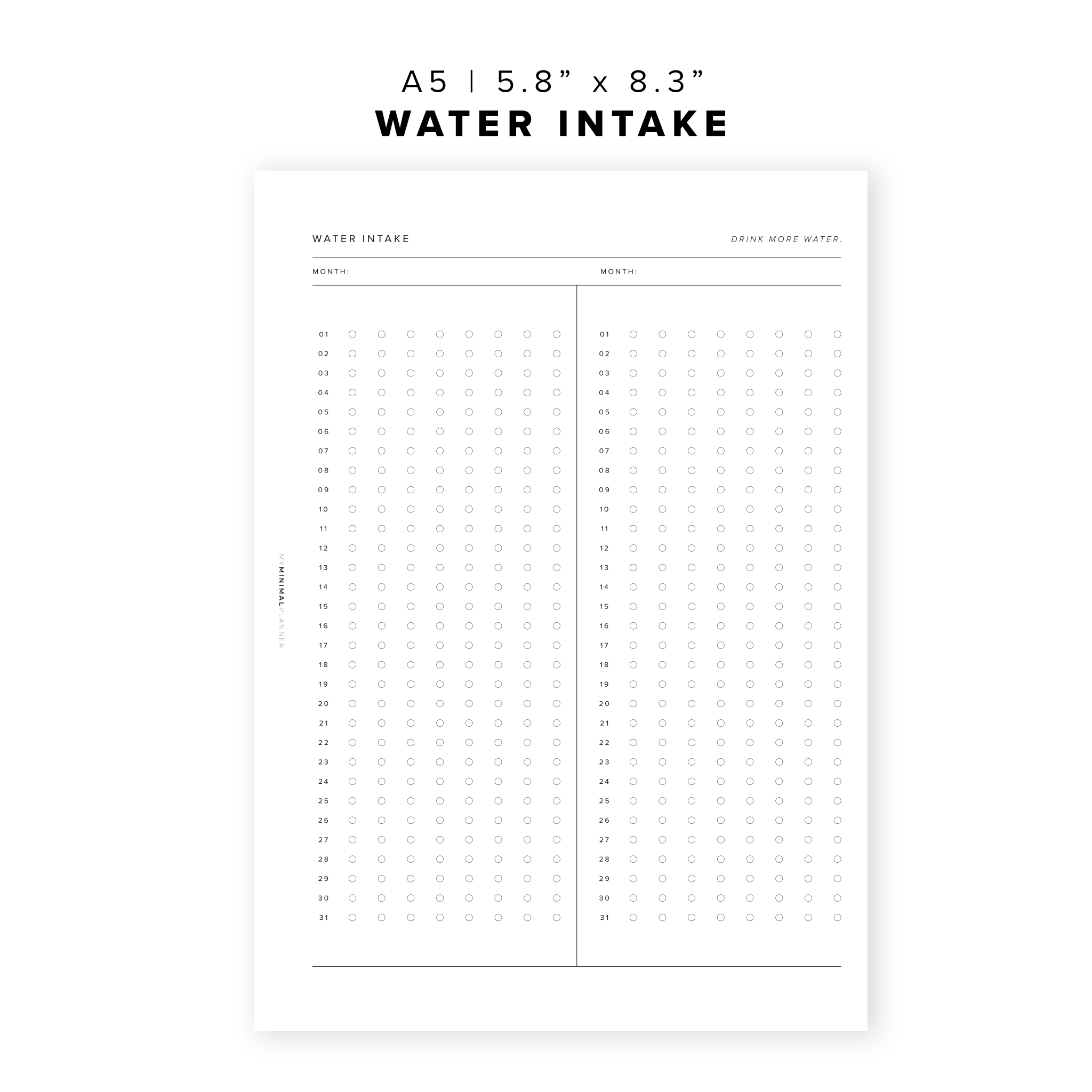 PR24 - Water Intake Tracker - Printable Insert
