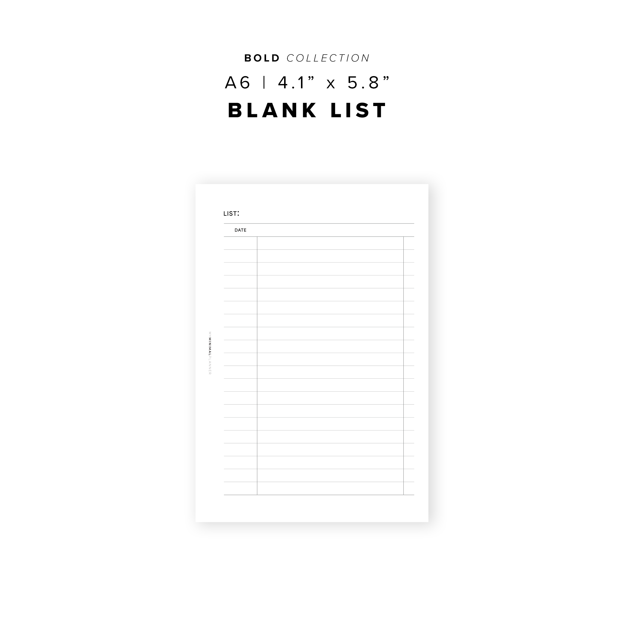 PR202 - Blank List - Printable Insert