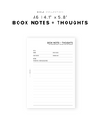 PR195 - Book Notes + Thoughts - Printable Insert