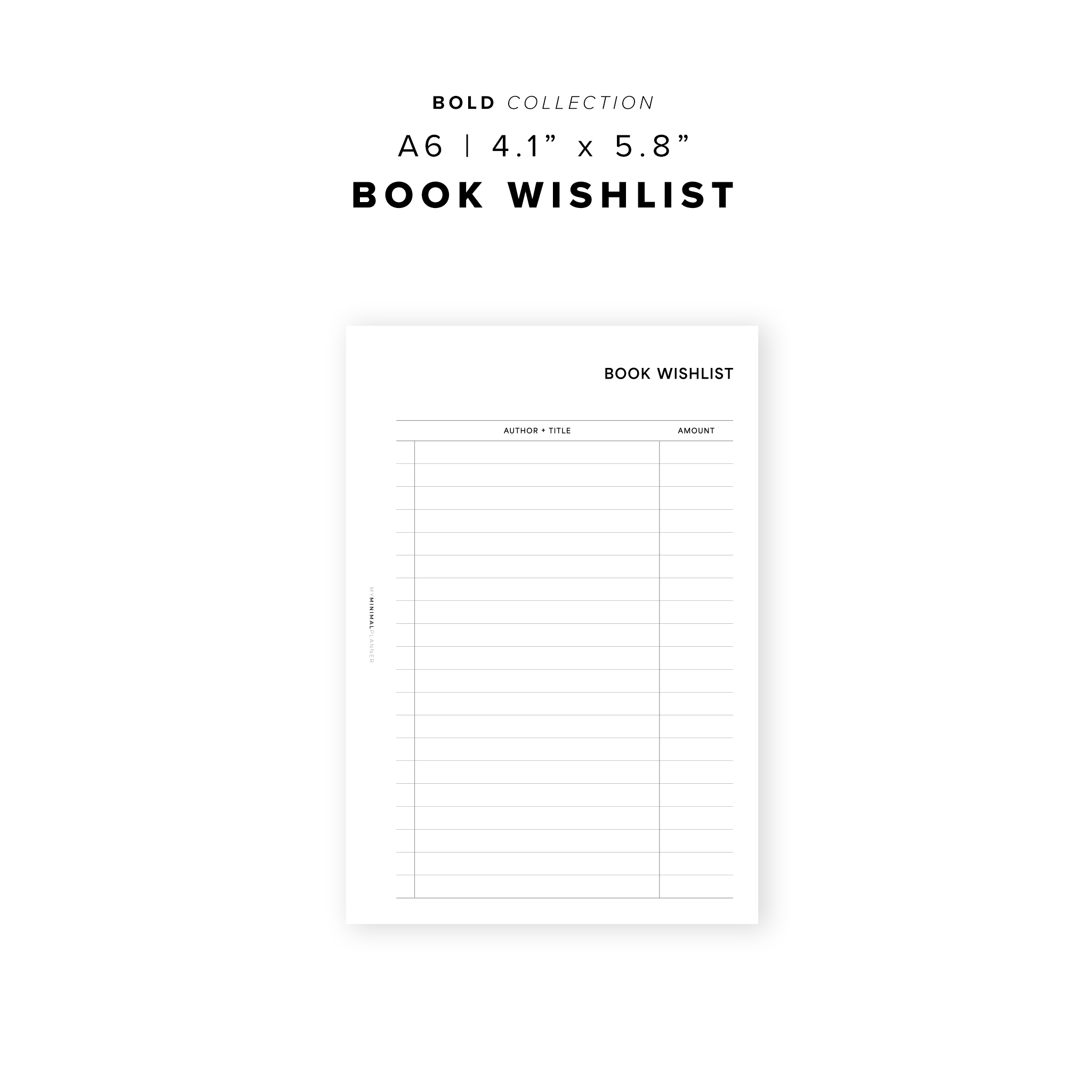 PR201 - Book Wishlist - Printable Insert