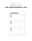 PR150 - Car Maintenance Log - Printable Insert