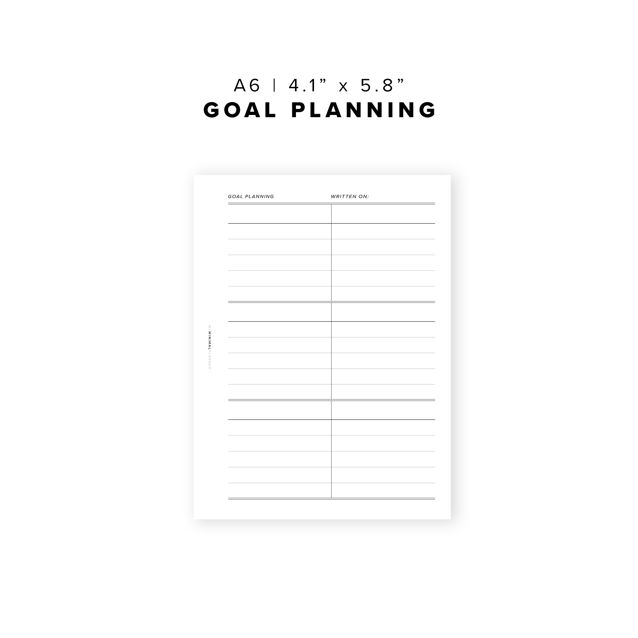 PR10 - Goal Planning - Printable Insert