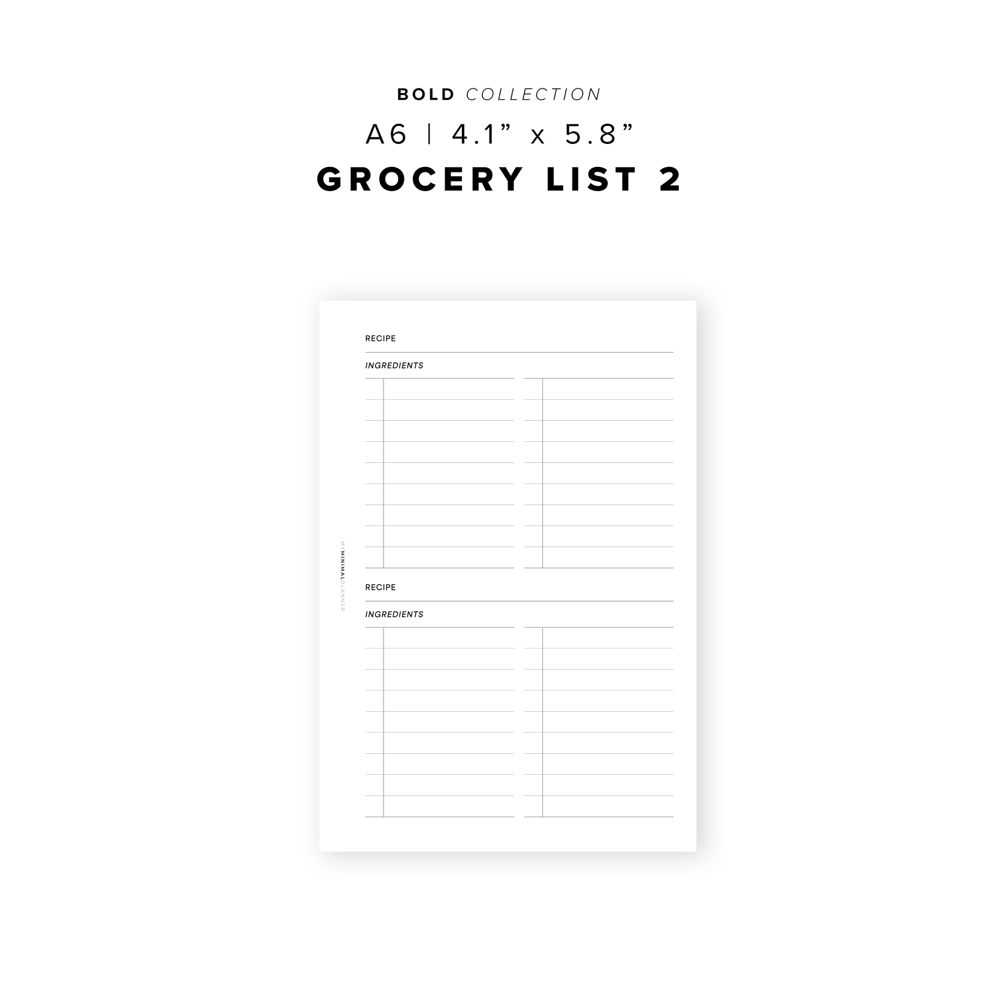 PR184 - Grocery List 2 - Printable Insert