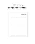 PR33 - Important Dates - Printable Insert