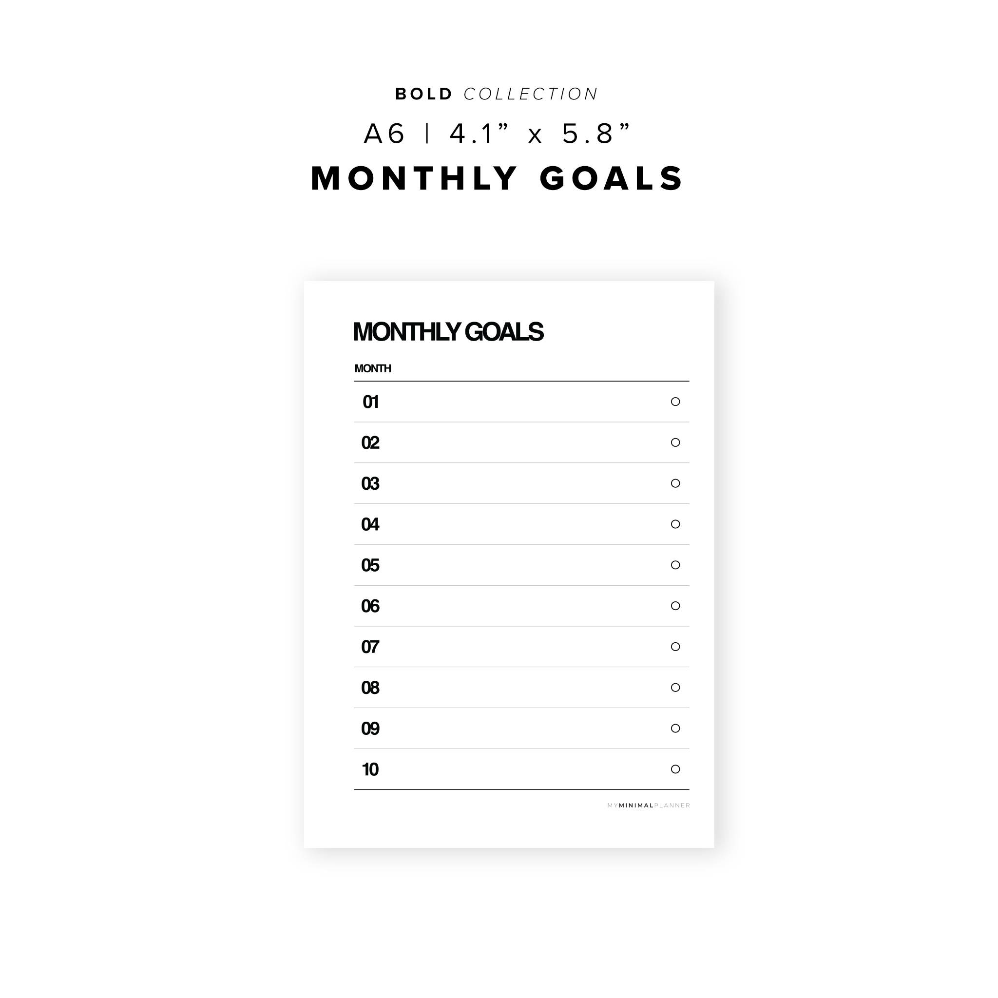 PR111 - Monthly Goals - Printable Insert