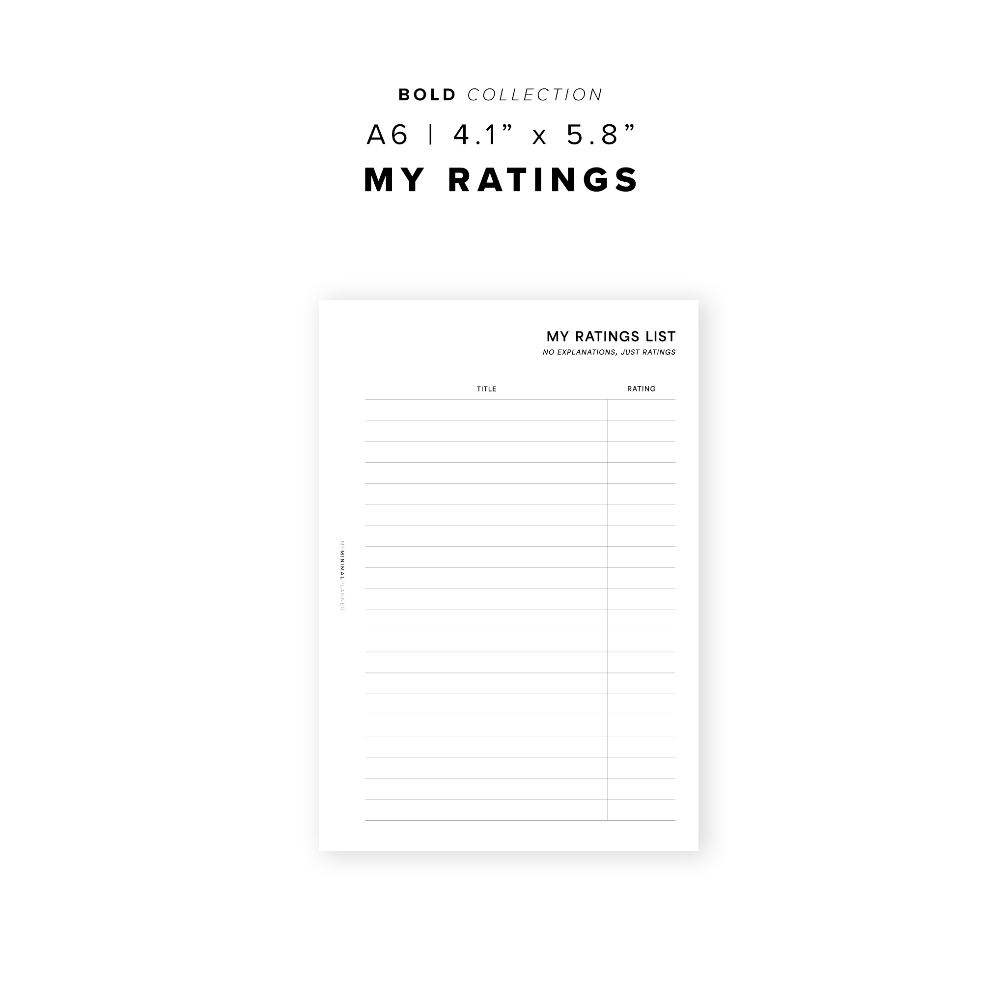 PR188 - My Ratings - Printable Insert