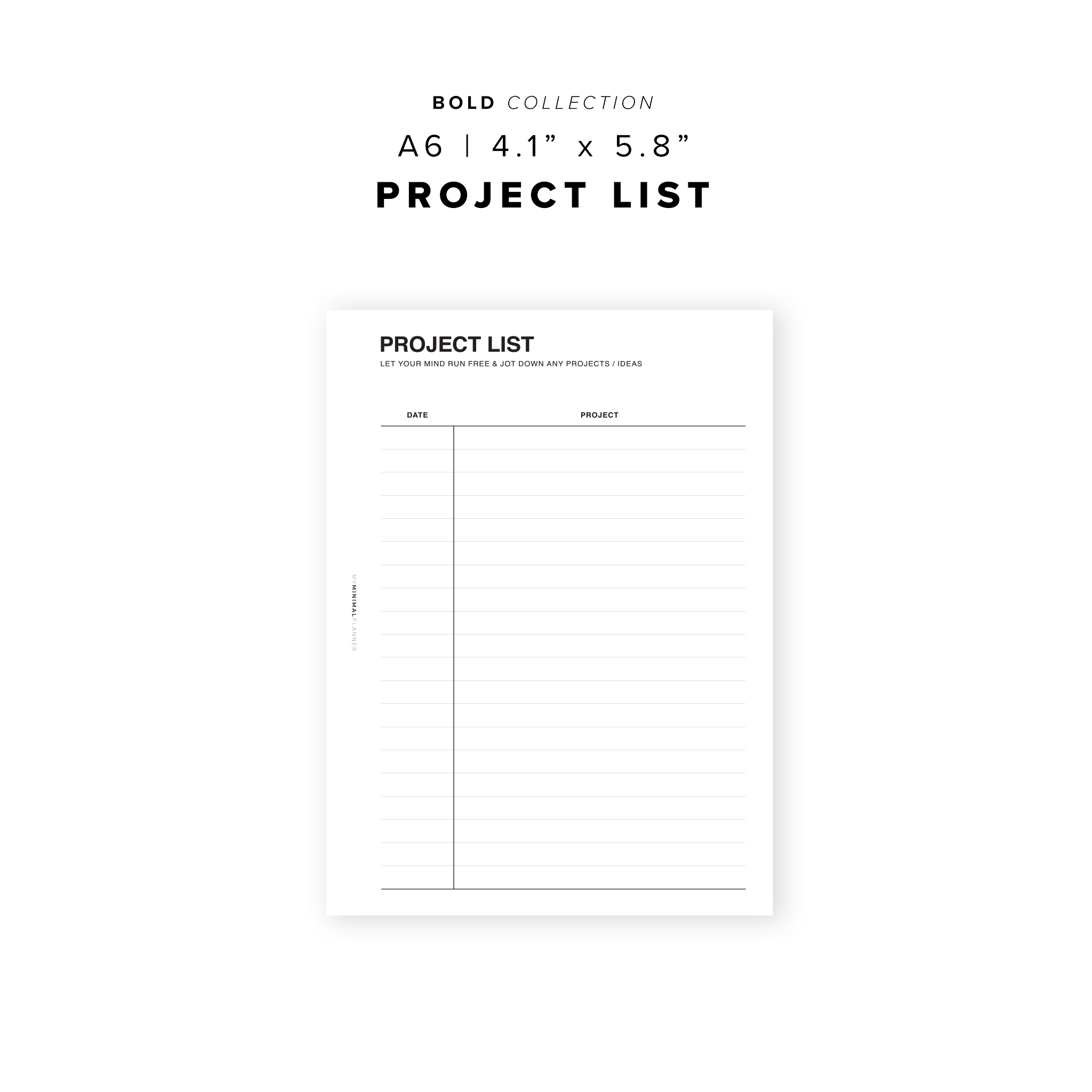 PR72 - Project List - Printable Insert