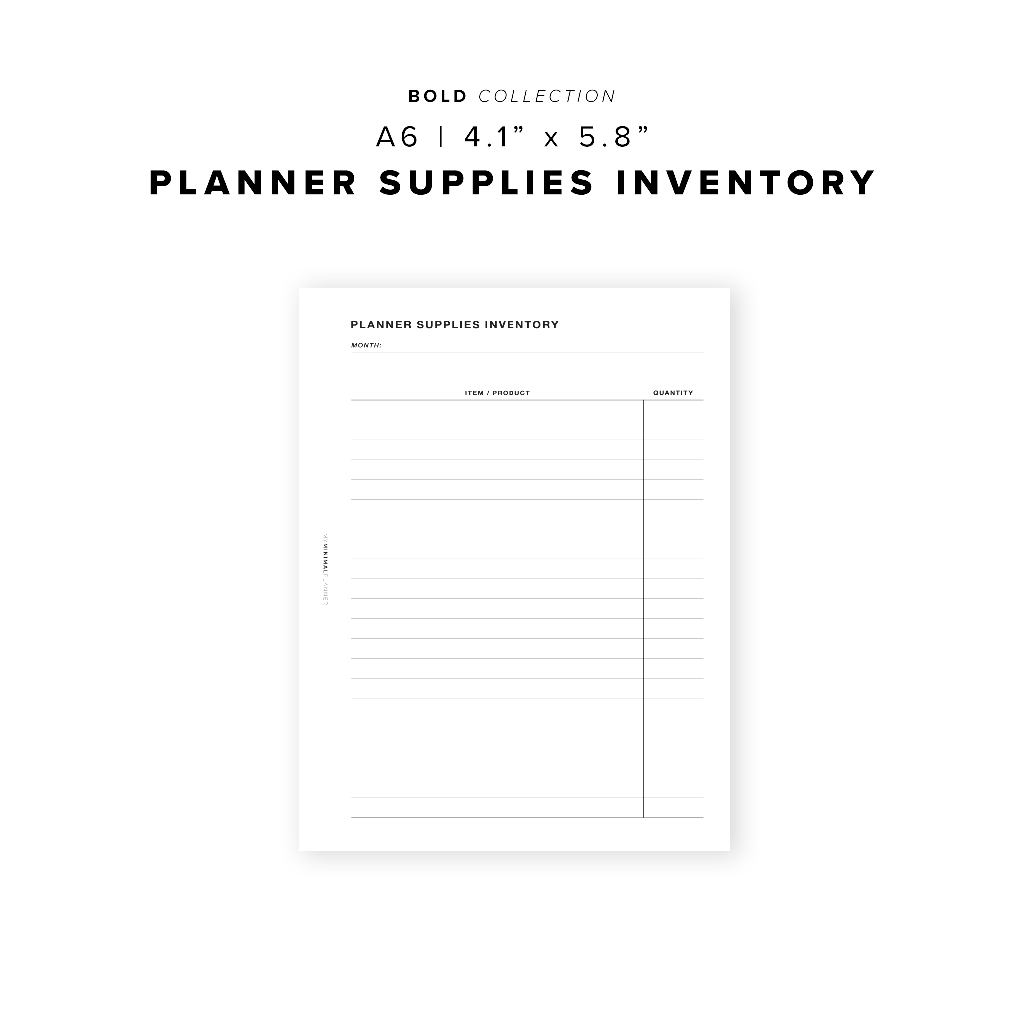 PR43 - Planner Supplies Inventory - Printable Insert