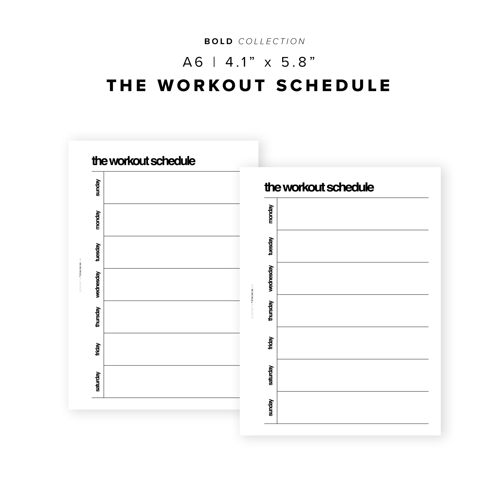 PR149 The Workout Schedule Printable Insert My Minimal Planner