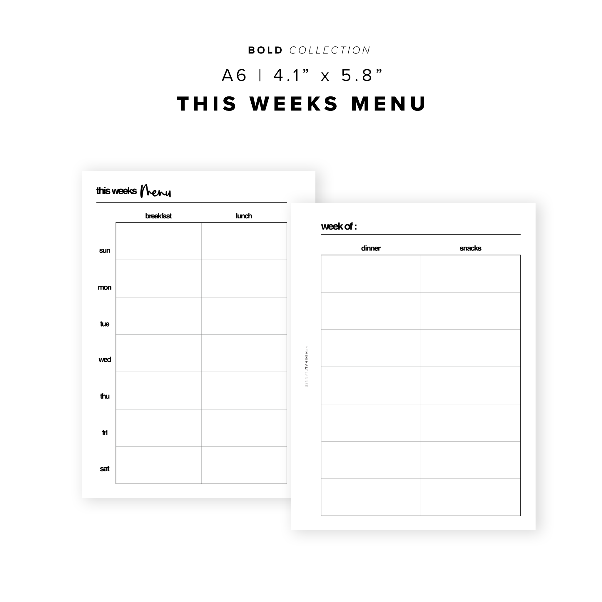 PR141 - This Weeks Menu - Printable Insert