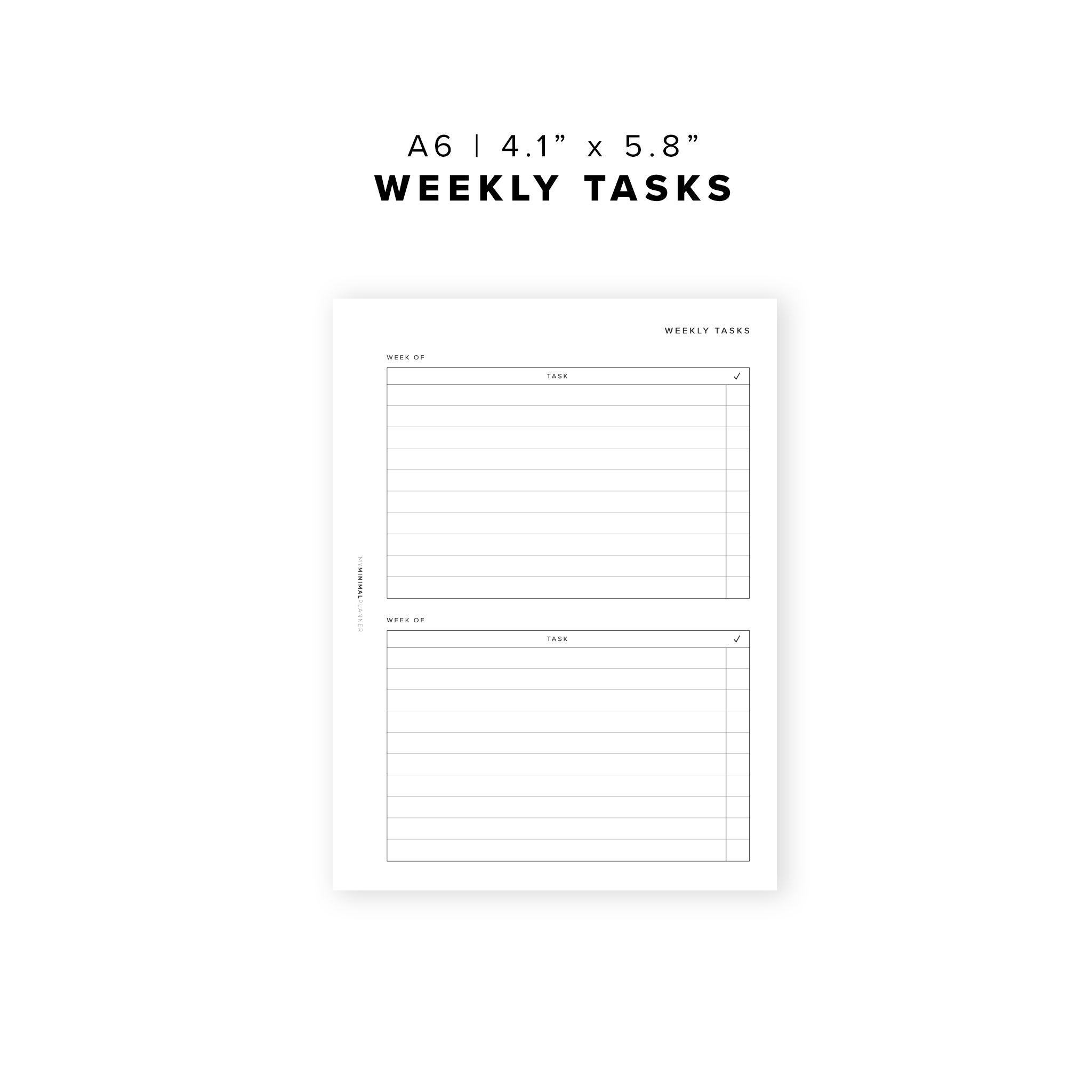 PR25 - Weekly Tasks List - Printable Insert