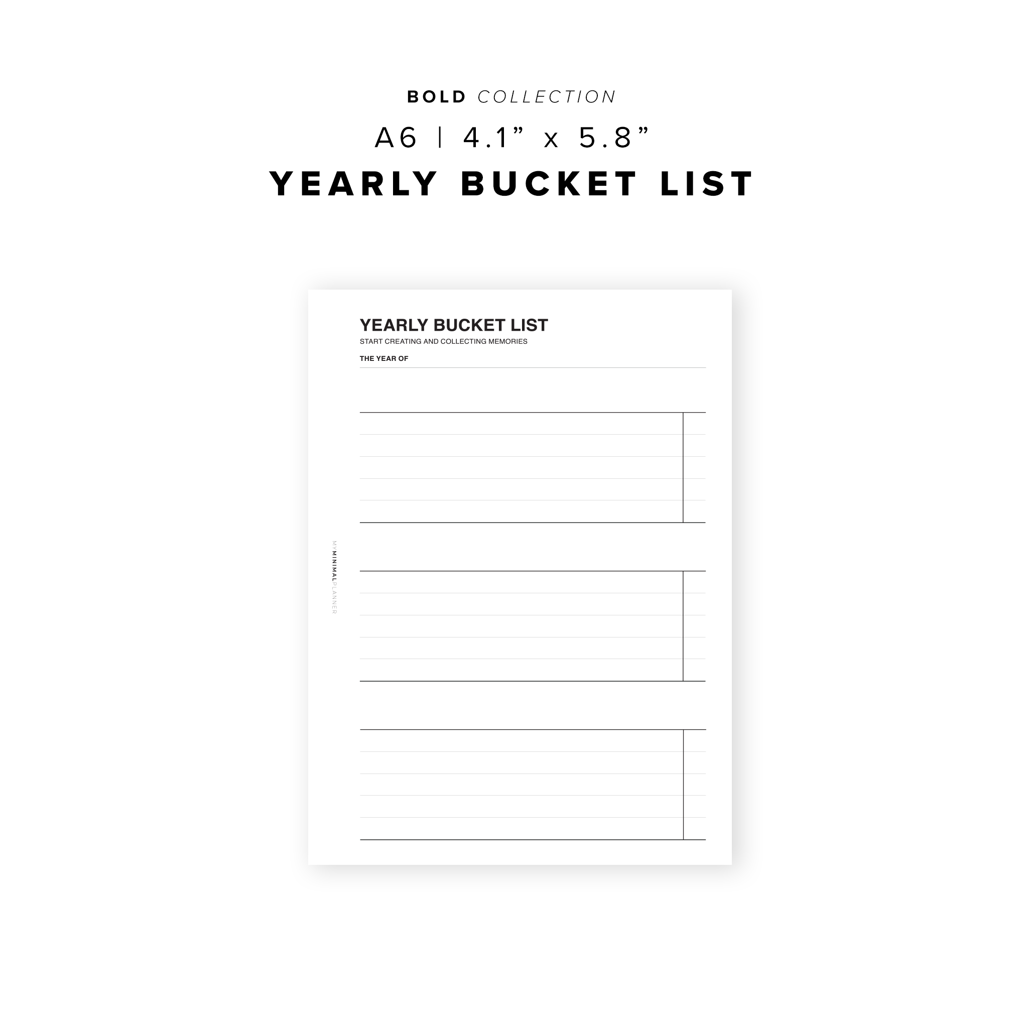 PR75 - Yearly Bucket List - Printable Insert