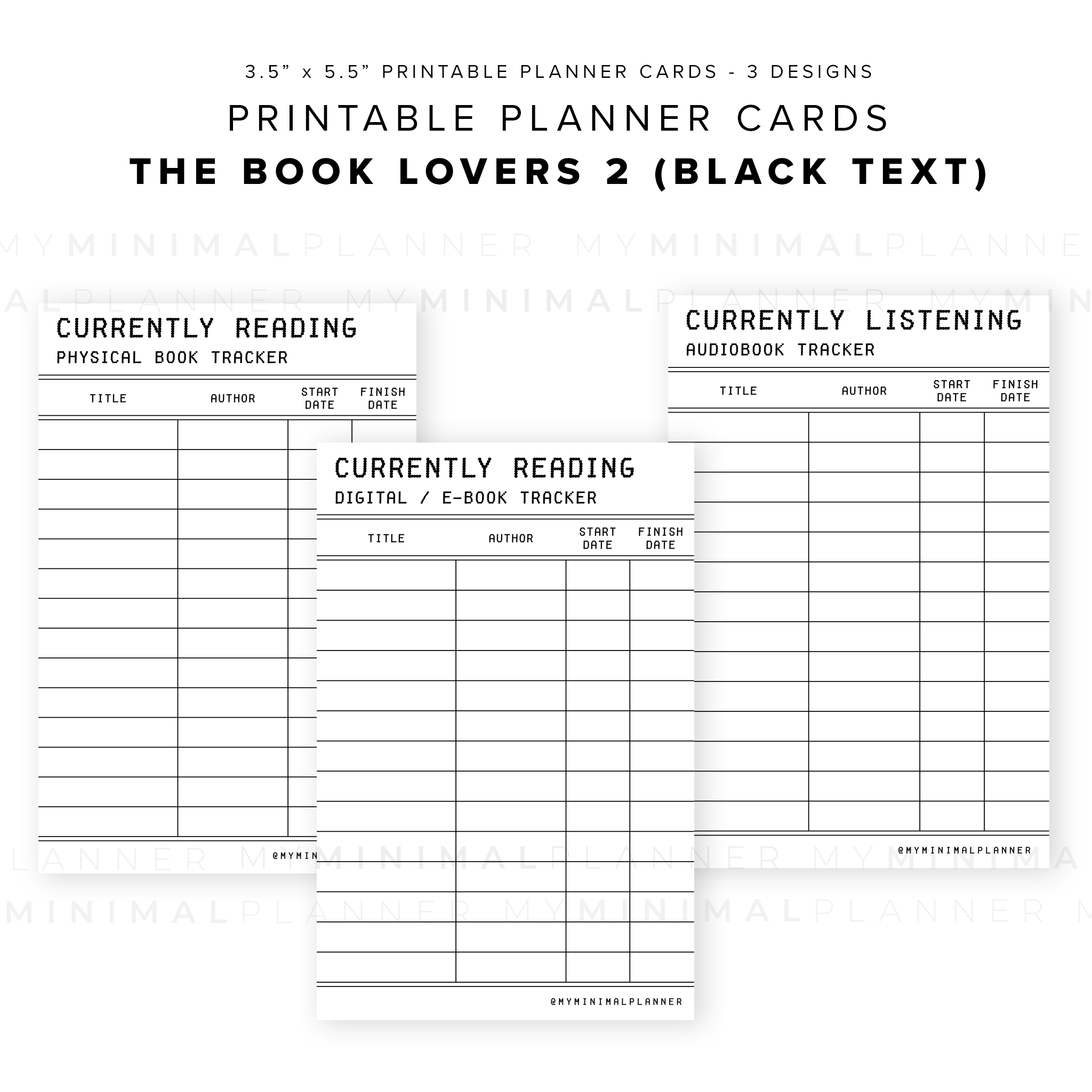 PPC10 - The Book Lovers 2 - Printable Planner Cards