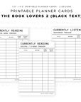 PPC10 - The Book Lovers 2 - Printable Planner Cards