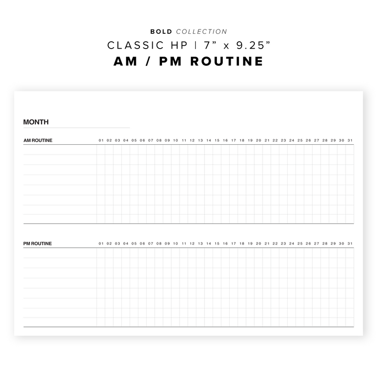 PR93 - AM/PM Routine Tracker - Printable Insert – My Minimal Planner