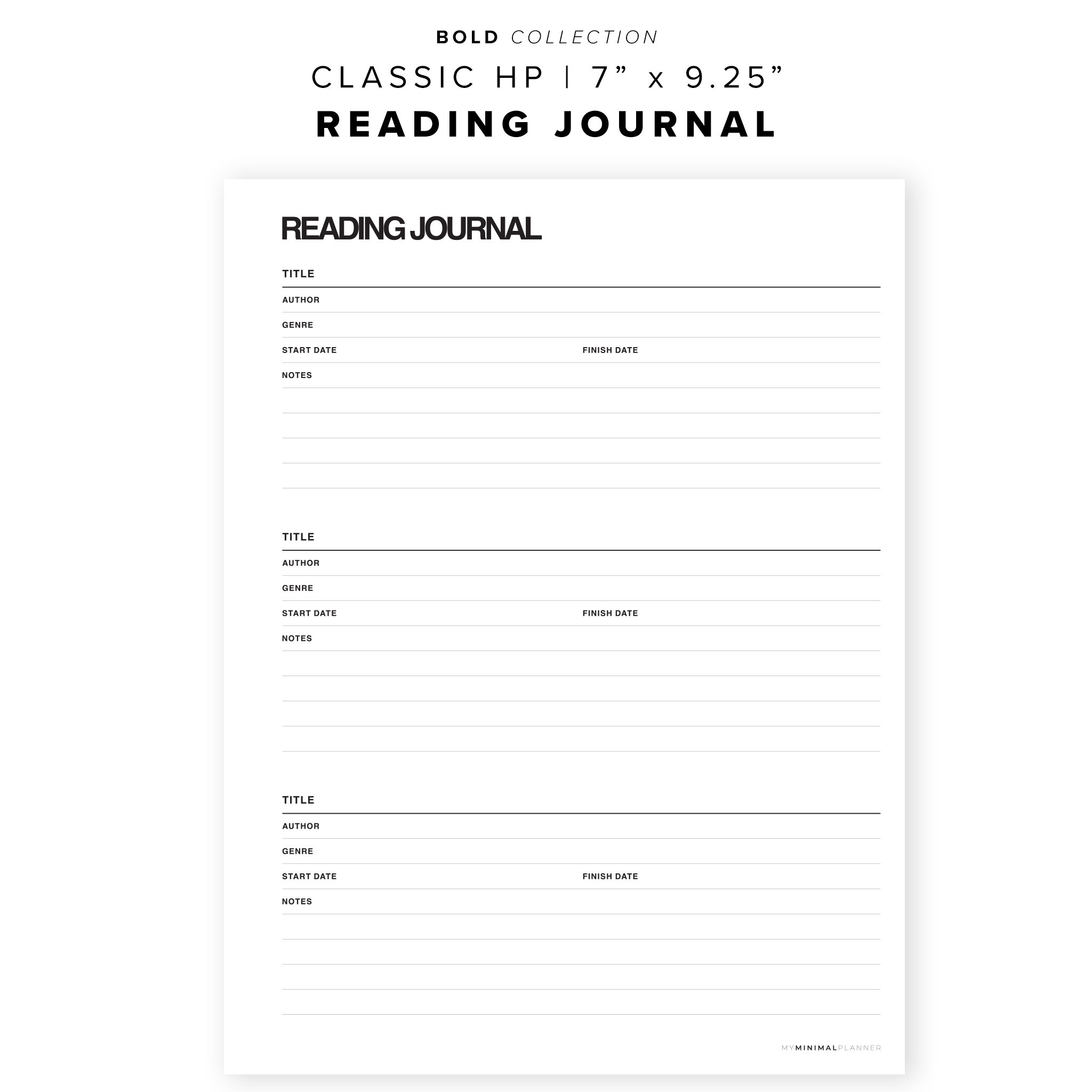 PR108 - Reading Journal - Printable Insert