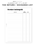 PR168 - The Return Exchange List - Printable Insert
