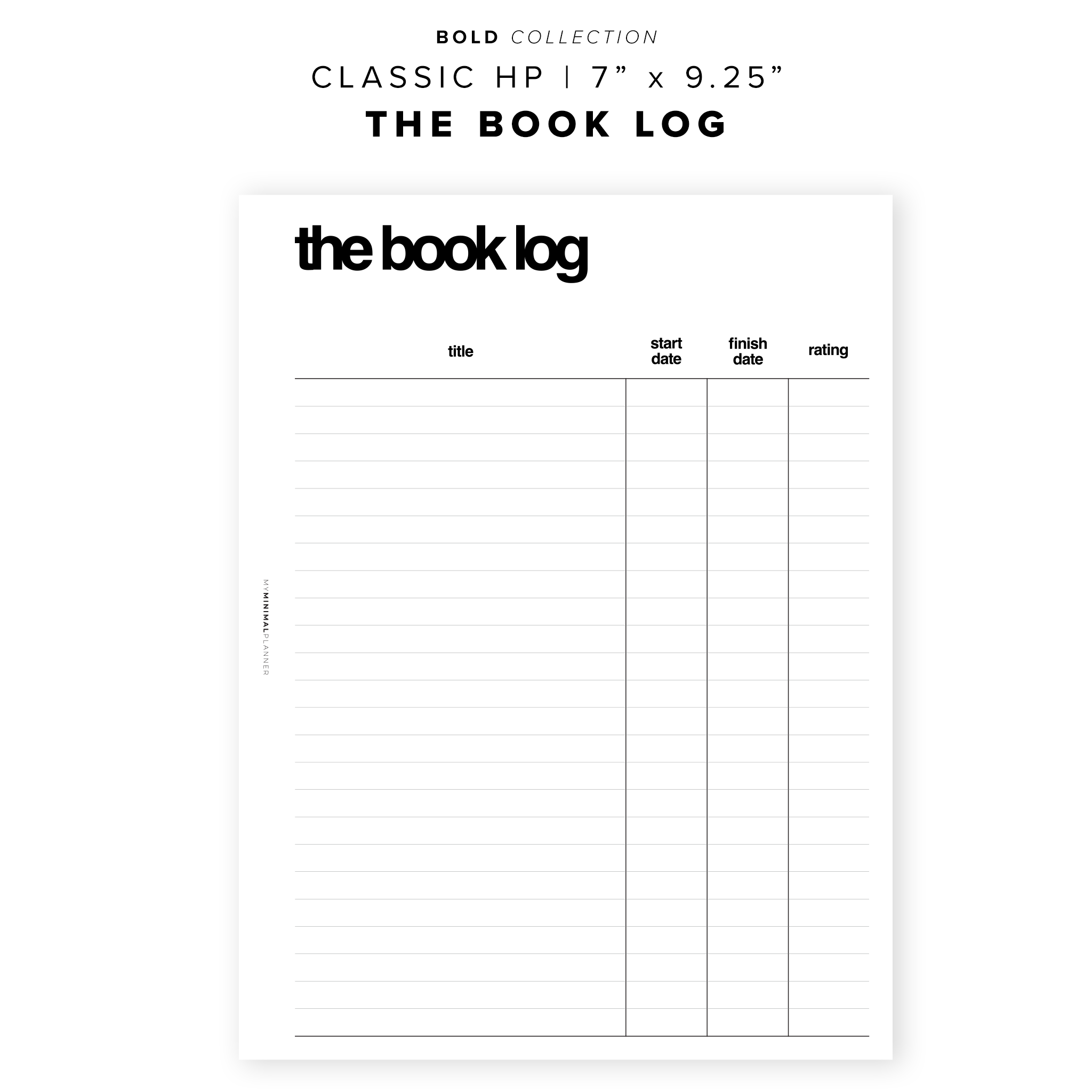 Bookish Things My Minimal Planner