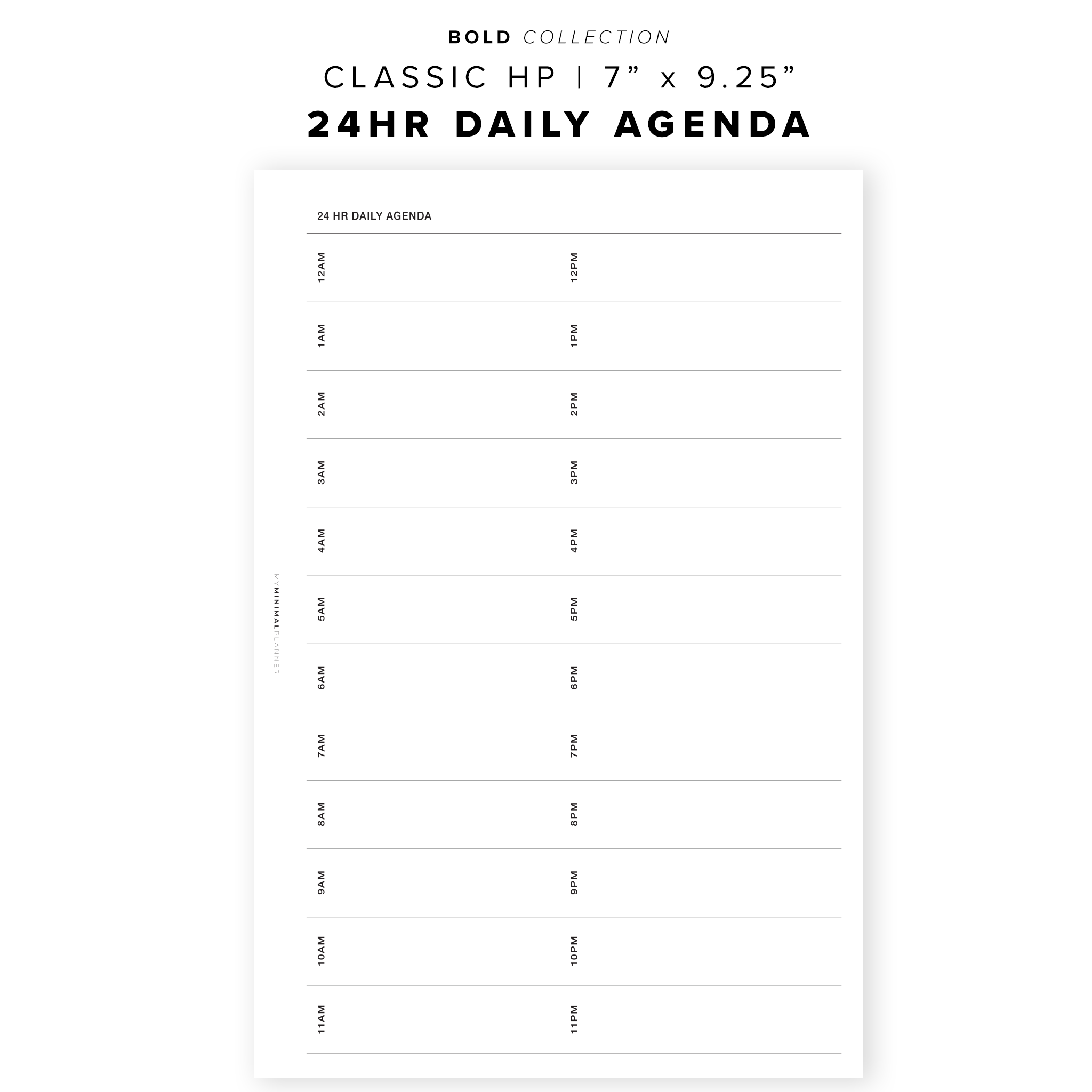 PR27 - 24 Hour Daily Agenda - Printable Insert