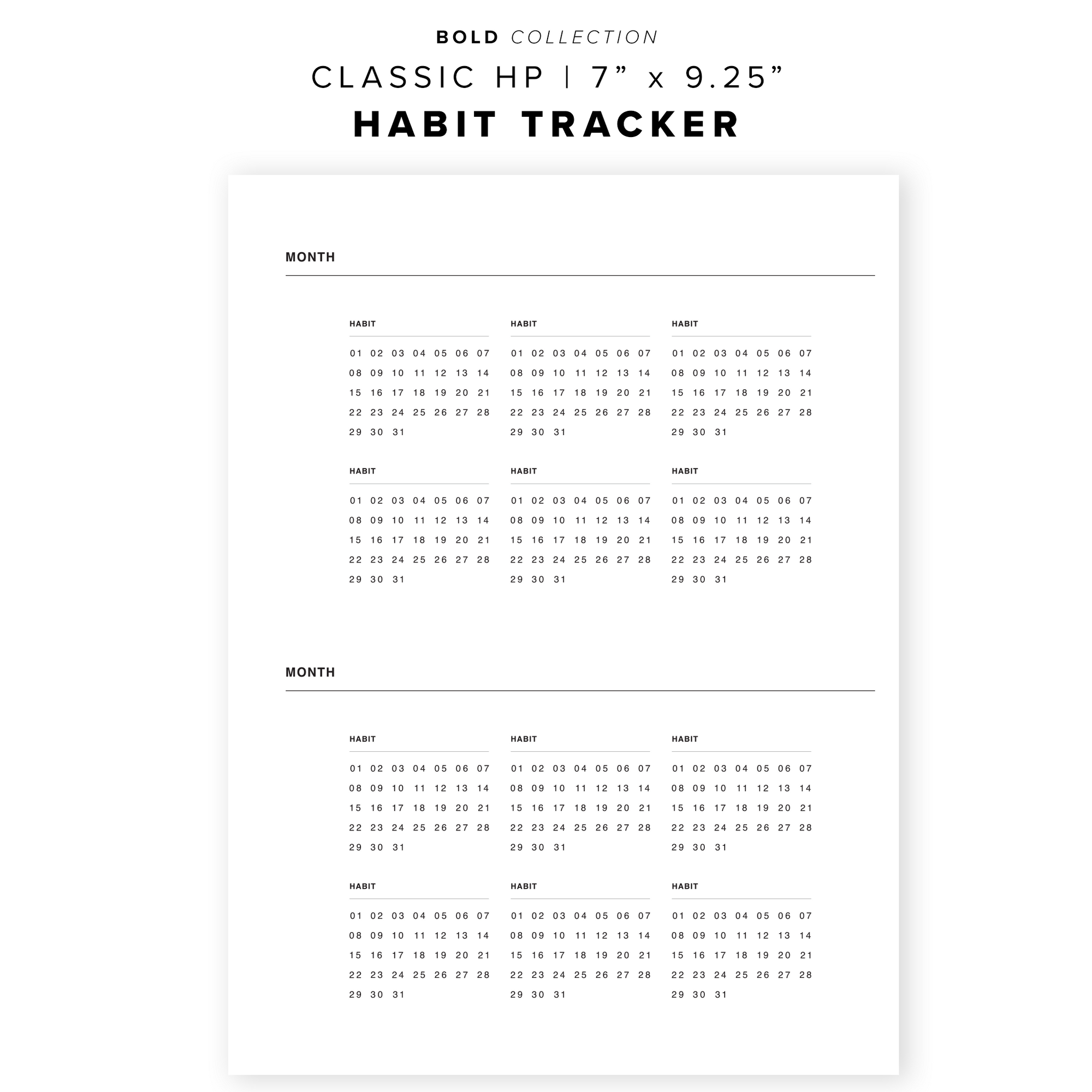 PR89 - Habit Tracker - Printable Insert